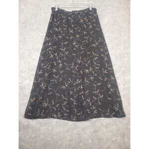 Vintage Women's Sag Harbor Petite 14 Black & Tan Vine Maxi Skirt Whimysgoth